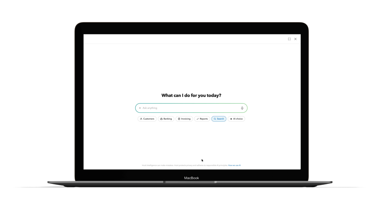 Meet Intuit Intelligence, your business AI assistant, on a MacBook